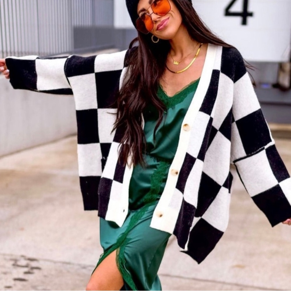 Dressed in LALA Checkered Cardigan